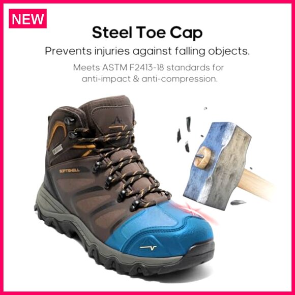 Men\'s Steel Toe Waterproof Work Boots Slip Resistant Construction Safety main image 3